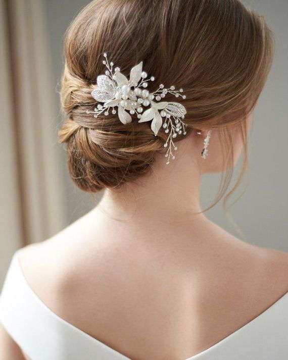 Wedding Hair Clip, Pearl Hair Clip, Bridal Hair Clip Throughout Pearl Bun Updo Hairstyles (View 7 of 25)