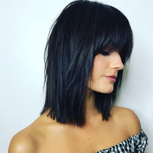 10+ Hottest Medium Length Layered Haircuts & Hairstyles For 2019 For Layered And Outward Feathered Bob Hairstyles With Bangs (Photo 11 of 25)