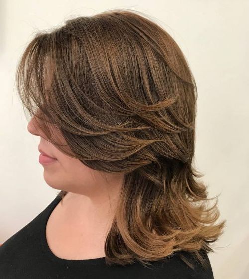 10+ Hottest Medium Length Layered Haircuts & Hairstyles For 2019 With Straight Layered Hairstyles With Twisted Top (Photo 3 of 25)