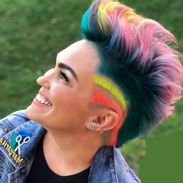 10 Offbeat Mohawk Hairstyles With Shaved Sides For Women Within Shaved And Colored Mohawk Haircuts (Photo 16 of 25)