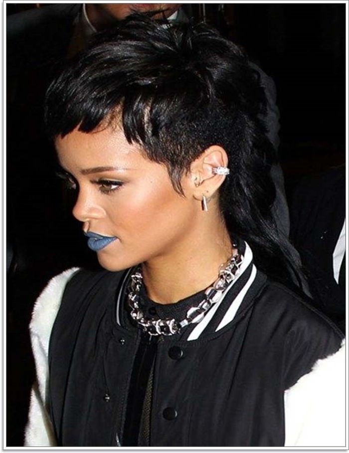 110 Iconic Rihanna Hairstyles To Inspire You Inside Rihanna Black Curled Mohawk Hairstyles (Photo 25 of 25)