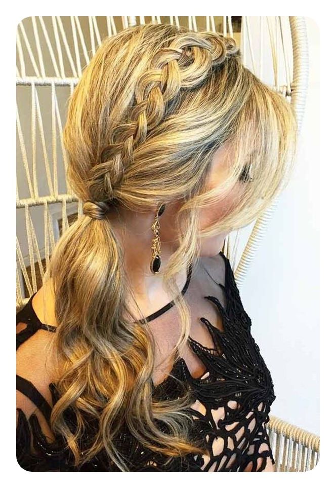 110 Unbelievable Ponytails With Bangs To Copy With Regard To Braided High Bun Hairstyles With Layered Side Bang (Photo 6 of 25)