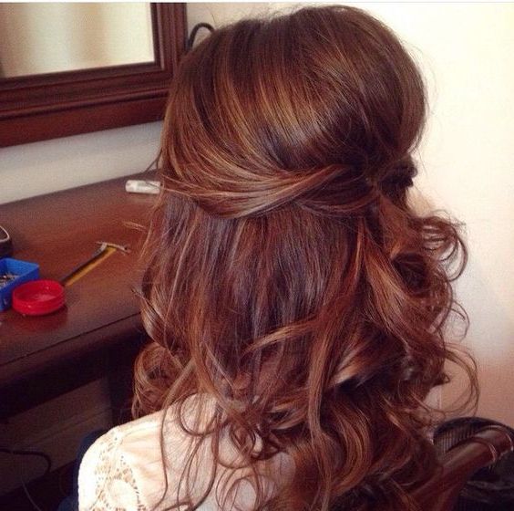 30 Half Up Half Down Wedding Hairstyles Ideas Easy | Down In Easy Side Downdo Hairstyles With Caramel Highlights (Photo 10 of 25)