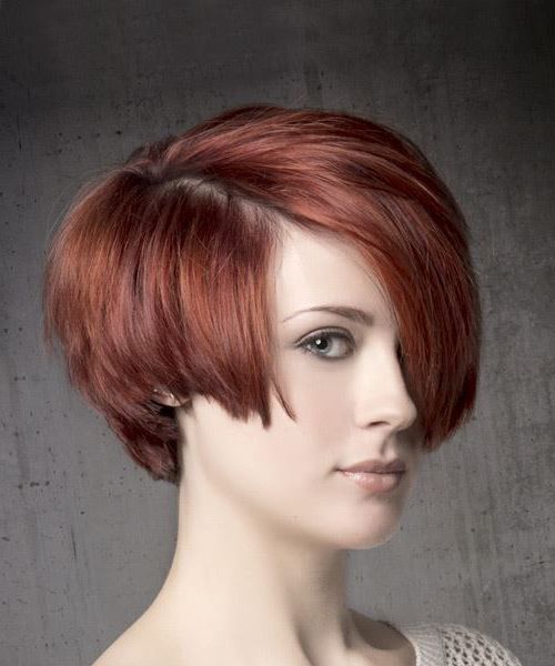 30+ Short Straight Medium Red Casual Hairstyle With Side Throughout Straight Hairstyles In Side Swept Downdo (Photo 6 of 25)