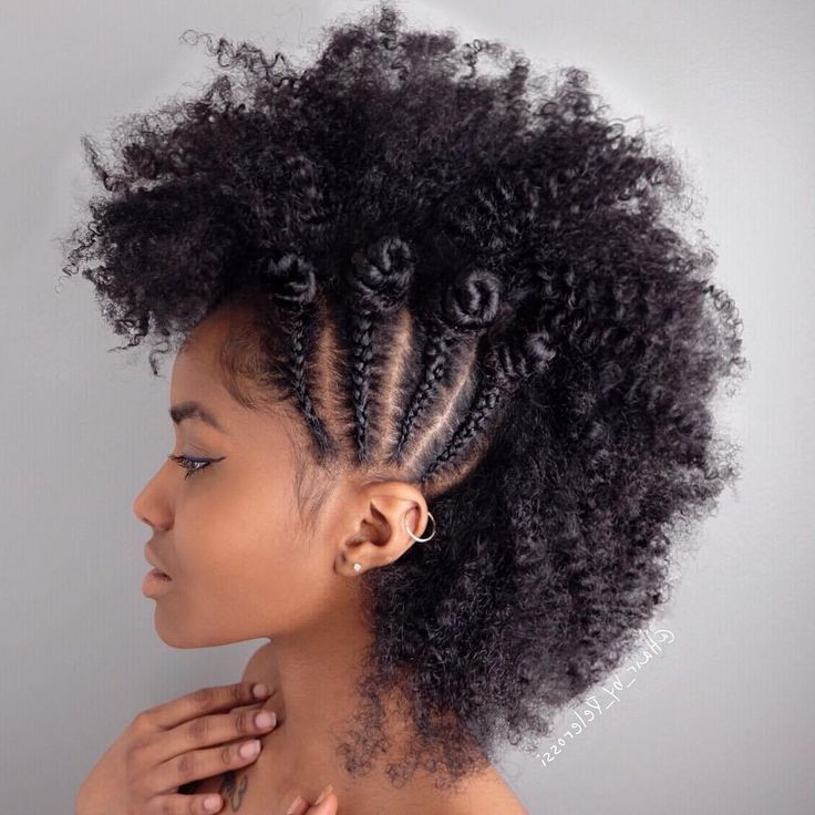 40 Creative Updos For Curly Hair In 2019 | Braided Mohawk With Mohawk Hairstyles With Braided Bantu Knots (Photo 2 of 25)
