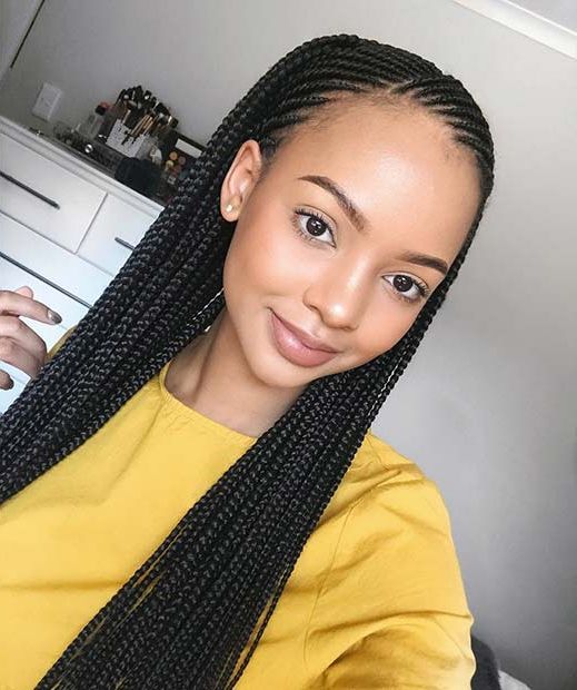 47 Of The Most Inspired Cornrow Hairstyles For 2019 In Straight Side Ponytail Hairstyles With Center Part (View 23 of 25)