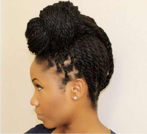 50 Catchy And Practical Flat Twist Hairstyles | Hair Motive In Stylish Updos With Puffy Crown And Bangs (View 21 of 25)