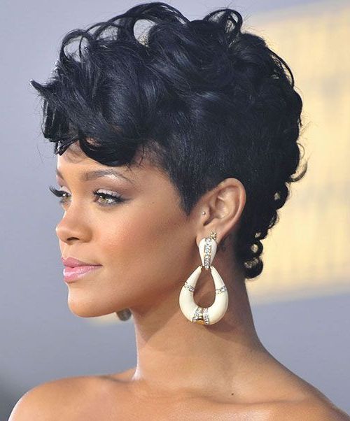 50 Mohawk Hairstyles For Black Women | Mohawk Hairstyles With Rihanna Black Curled Mohawk Hairstyles (Photo 1 of 25)