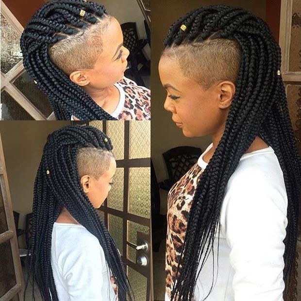 51 Hot Poetic Justice Braids Styles | Braids With Shaved Inside Box Braids Mohawk Hairstyles (Photo 1 of 25)