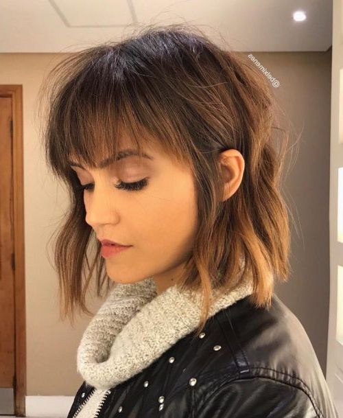 53 Popular Medium Length Hairstyles With Bangs In 2019 Intended For Choppy Haircuts With Wispy Bangs (View 4 of 25)