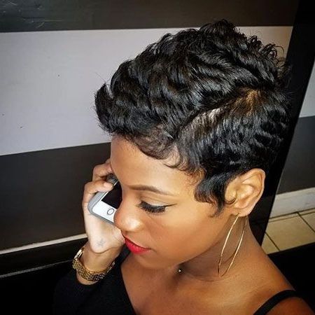 80+ Best Short Pixie Hairstyles For Black Women 2018 – 2019 Throughout Short Pixie Haircuts With Relaxed Curls (Photo 1 of 25)