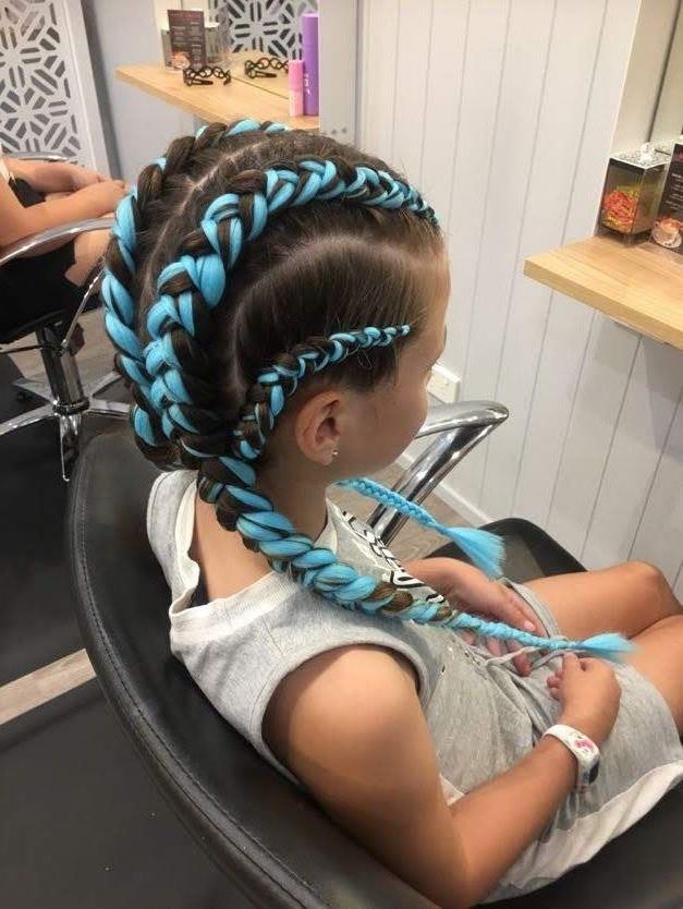 Blue Cornrows/dutch Braids, 4 Into 2. Festival Style Hair In Pertaining To Blue Braided Festival Hairstyles (Photo 2 of 25)
