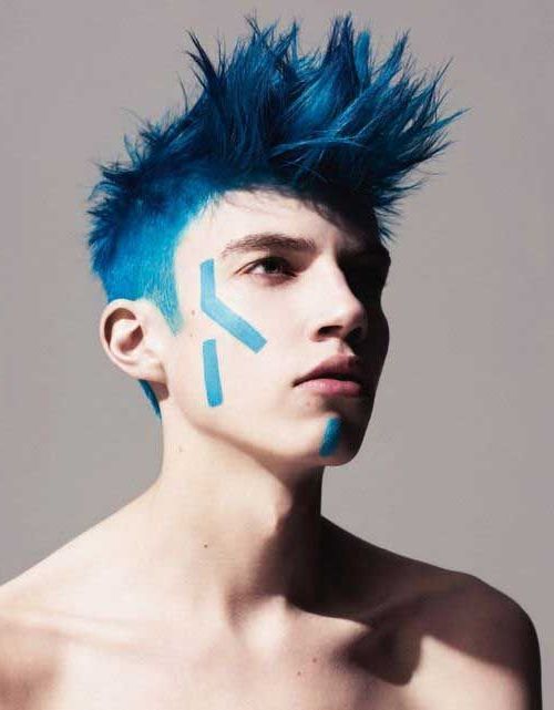 Blue Punk Hairstyles Guys In 2019 | Men Hair Color Pertaining To Blue Hair Mohawk Hairstyles (Photo 5 of 25)