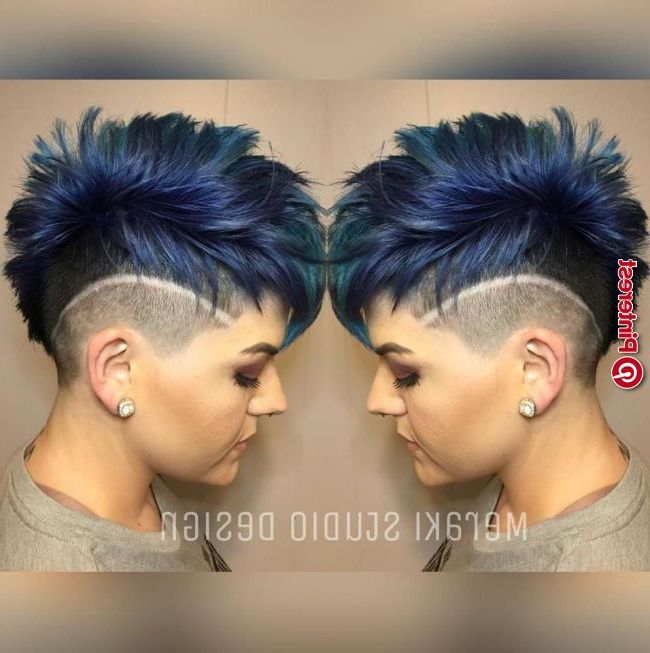 Blue Undercut @pulpriot #hairdare #womenshair #beauty Regarding Blue Hair Mohawk Hairstyles (Photo 15 of 25)