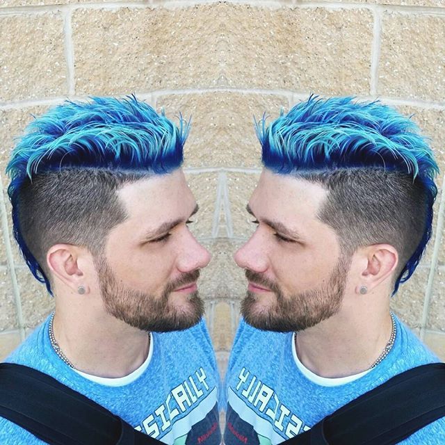 Bluehair #whitehair #mohawk #spikedhair #blue #barber Throughout Blue Hair Mohawk Hairstyles (View 2 of 25)