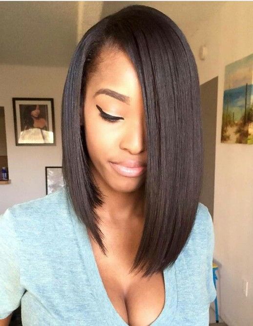 Bob Hair | Straight Hairstyles, Weave Hairstyles, Natural Pertaining To Middle Parted Relaxed Bob Hairstyles With Side Sweeps (View 5 of 25)