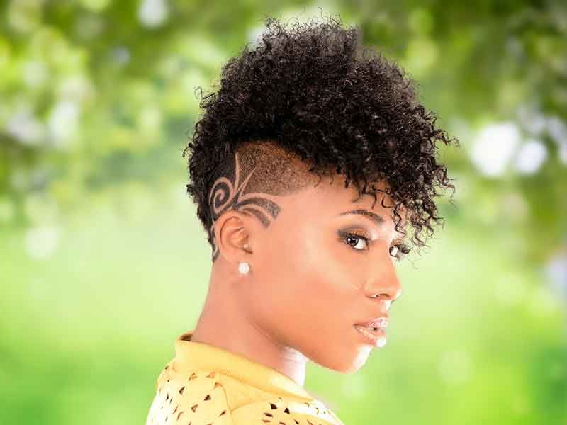 Bold Mohawk Hairstyle With Tight Curly Bangs From Rose Mz With Regard To Curly Weave Mohawk Haircuts (Photo 24 of 25)