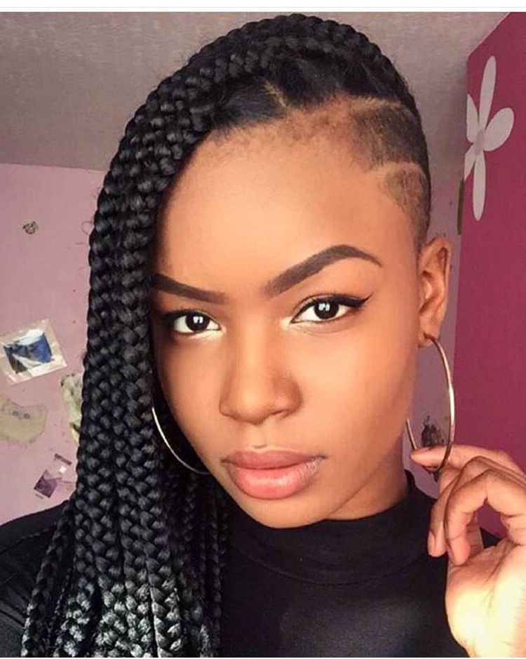 Box Braids With Shaved Sides … In 2019 | Braids With Shaved Throughout Box Braids Mohawk Hairstyles (View 17 of 25)