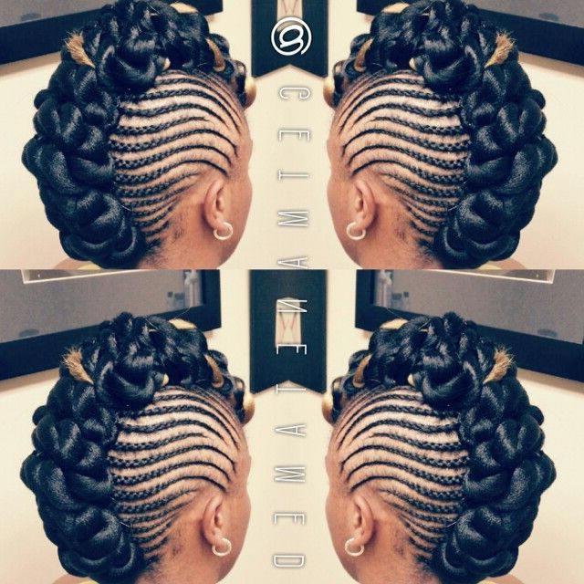 Braided Fauxhawk On Natural Hair. Faux Bun. Twisted Styles Pertaining To Faux Mohawk Hairstyles With Natural Tresses (Photo 8 of 25)