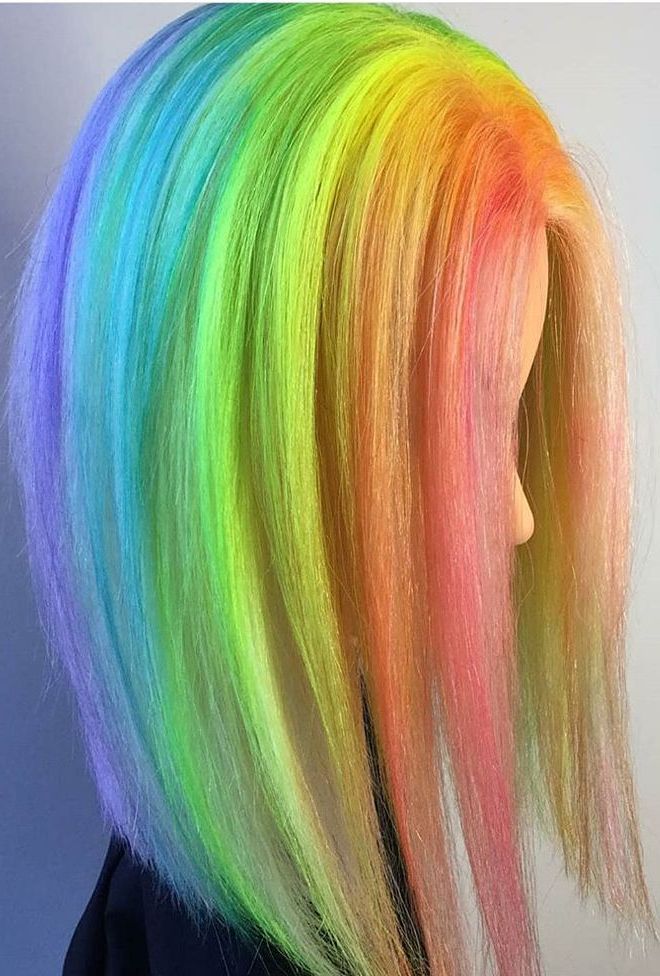 Extra Clever Rainbow Drip Hair Colors For Blunt Bob | Blunt Throughout Rainbow Bob Haircuts (View 13 of 25)