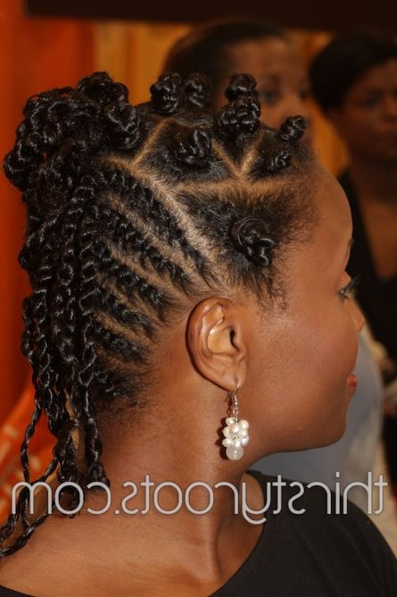 Flat Twist Bantu Knots Within Twisted Bantu Mohawk Hairstyles (View 4 of 25)