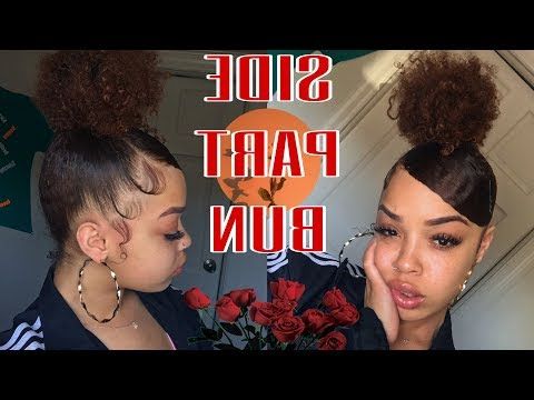 High Bun W/ Swoop Bang | Natural Hair – Youtube With Sleek High Bun Hairstyles With Side Sweep (Photo 17 of 25)