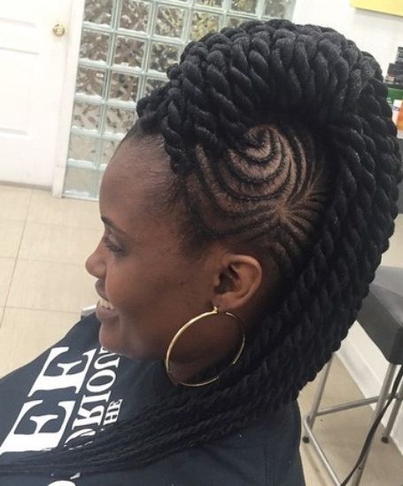 Latest Braided Mohawk Hairstyles And Updos Regarding Twist Braided Mohawk Hairstyles (Photo 16 of 25)