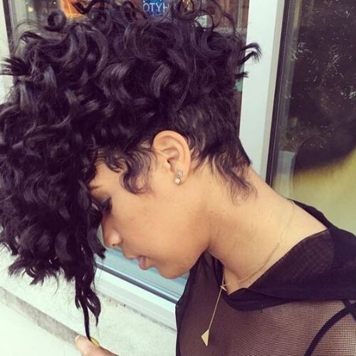 Learn How To Sport A Curly Mohawk: 50 Sweet Ideas | Hair Regarding Rihanna Black Curled Mohawk Hairstyles (View 16 of 25)