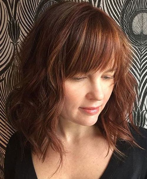 Long Bob (lob) Hairstyles | Love Ambie Intended For Wavy Long Bob Hairstyles With Bangs (Photo 13 of 25)