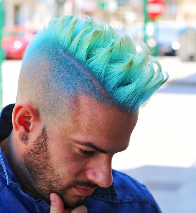 Men's Hair, Haircuts, Fade Haircuts, Short, Medium, Long With Turquoise Side Parted Mohawk Hairstyles (View 6 of 25)