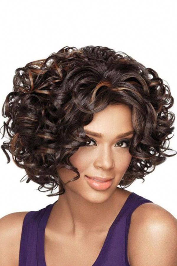 Pin On Short Curly Hairstyles Pertaining To Soft Highlighted Curls Hairstyles With Side Part (View 4 of 25)