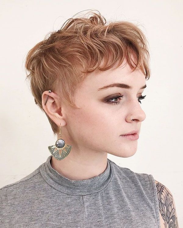 Pin On Short Hair Cute~ness For Blonde Pixie Haircuts With Curly Bangs (Photo 4 of 25)