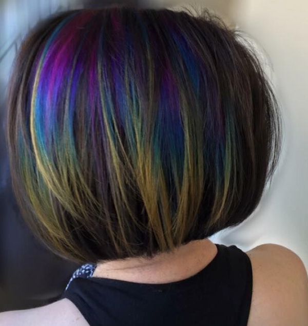 Rainbow Hair: 30 Crazy Rainbow Hair Color Inspirations In Rainbow Bob Haircuts (Photo 21 of 25)