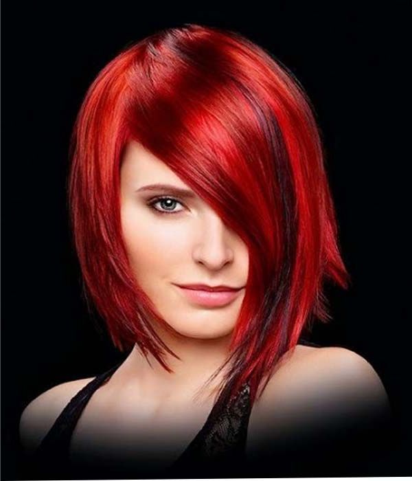 Red Colored Medium Edgy Hairstyles For Women | Red Bob Hair Pertaining To Edgy Red Hairstyles (Photo 1 of 25)