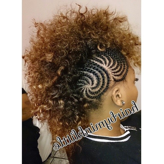 Shareig Mohawk Monday;) #braids #weave #mohawk 313 570 6370 Intended For Braided Mohawk Hairstyles With Curls (View 23 of 25)
