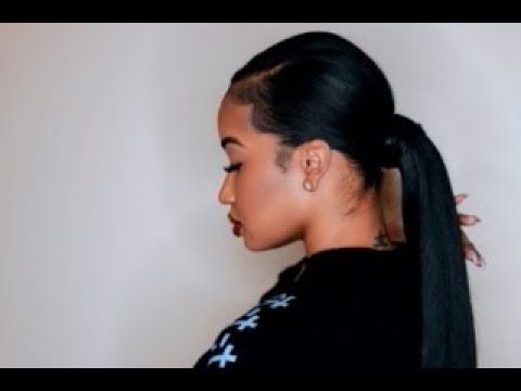 Side Part Ponytail & Babyhair|karinjinsui For Straight Side Ponytail Hairstyles With Center Part (Photo 7 of 25)