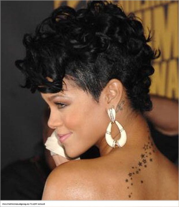 Sizzling Mohawk Hairstyles For Women Inspiredrihanna Intended For Rihanna Black Curled Mohawk Hairstyles (View 6 of 25)