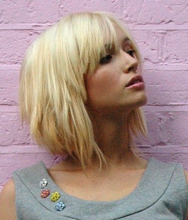 Straight Blonde Choppy Layered Bob Haircut With Long Wispy With Regard To Choppy Haircuts With Wispy Bangs (Photo 3 of 25)