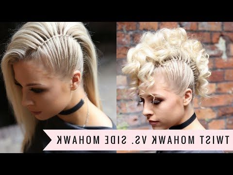 Twist Mohawk Vs. Side Mohawksweethearts Hair – Youtube Pertaining To Blonde Teased Mohawk Hairstyles (Photo 21 of 25)