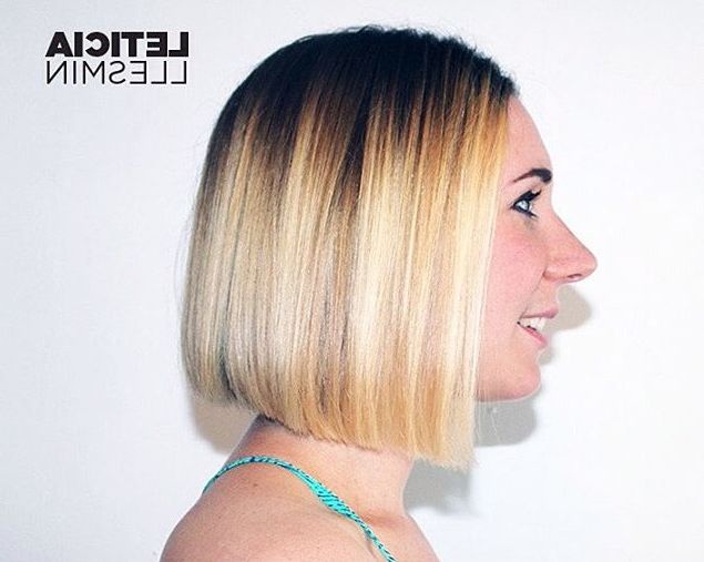 26 Cute Blunt Bob Hairstyle Ideas For Short & Medium Hair With Simple Side Parted Jaw Length Bob Hairstyles (View 8 of 25)