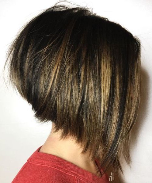 50 Haircuts For Thick Hair That You'll Love This Season Throughout Steeply Angled Razored Asymmetrical Bob Hairstyles (View 19 of 25)