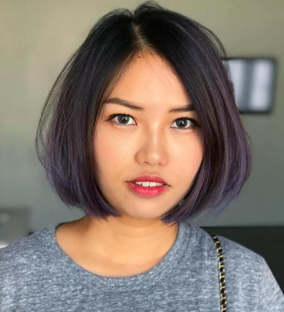 Featured Photo of 25 Collection of Purple-tinted Off-centered Bob Hairstyles