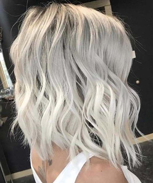 Romantic Ice Blonde Wavy Haircut Styles For Glamorous Look Throughout Romantic Blonde Wavy Bob Hairstyles (Photo 2 of 25)