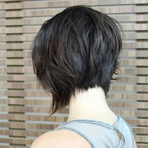 Shaggy Inverted Bob Haircut Stacked Short Hairstyle Back Inside Asymmetrical Shaggy Bob Hairstyles (View 12 of 25)
