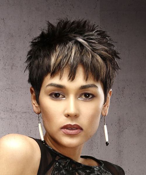 Short Straight Casual Pixie Hairstyle With Razor Cut Bangs With Short Tapered Pixie Upwards Hairstyles (View 20 of 25)