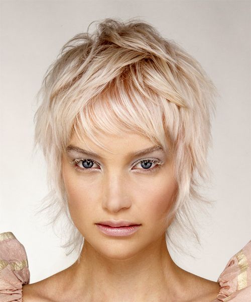 Short Wavy Light Blonde Shag Hairstyle With Layered Bangs Pertaining To Shaggy Blonde Bob Hairstyles With Bangs (View 6 of 25)