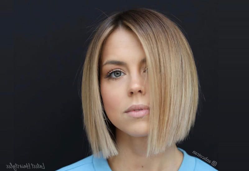 These 14 Blunt Cut Bob Haircuts Are Trending In 2019 Intended For Simple Side Parted Jaw Length Bob Hairstyles (View 2 of 25)