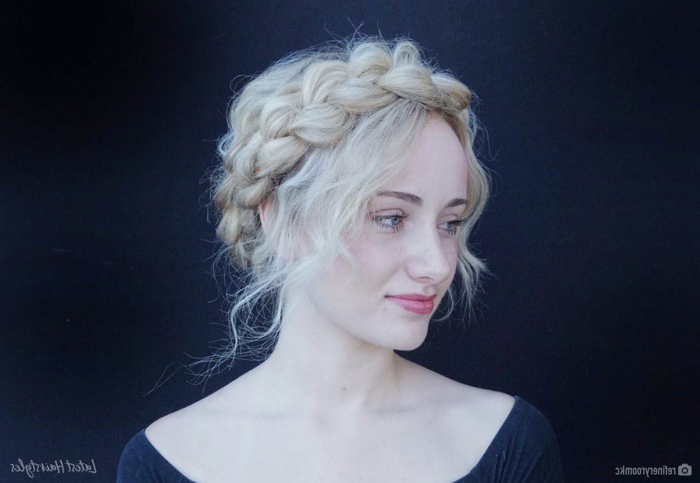 15 Prettiest Halo Braid Hairstyles To Copy In Current Updo Halo Braid Hairstyles (View 7 of 25)