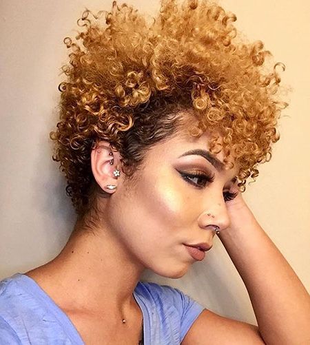 25 Short Natural Hairstyles With Color Regarding 2018 Plum Brown Pixie Haircuts For Naturally Curly Hair (View 20 of 25)