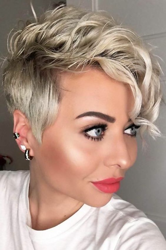 30 Adorable Curly Pixie Cuts For The Festive Season Regarding Most Popular Wavy Asymmetrical Pixie Haircuts With Pastel Red (Photo 24 of 26)